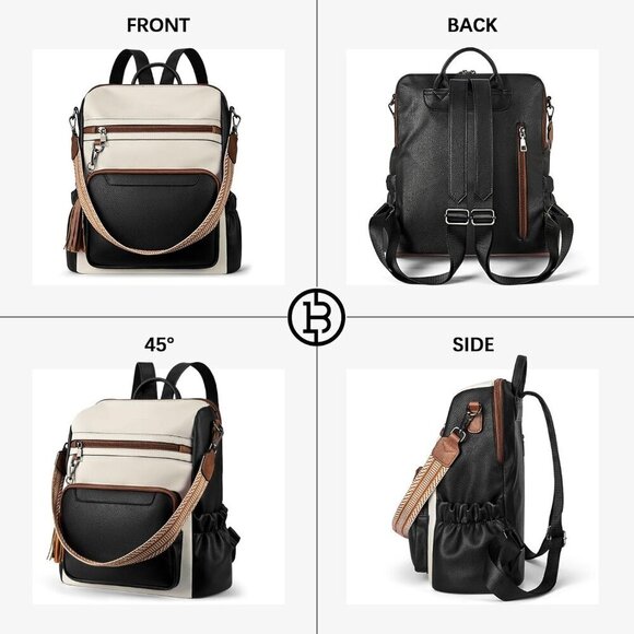 Women\'s Leather Backpack Purse Travel Shoulder Bag with Wristlet Large Capacity